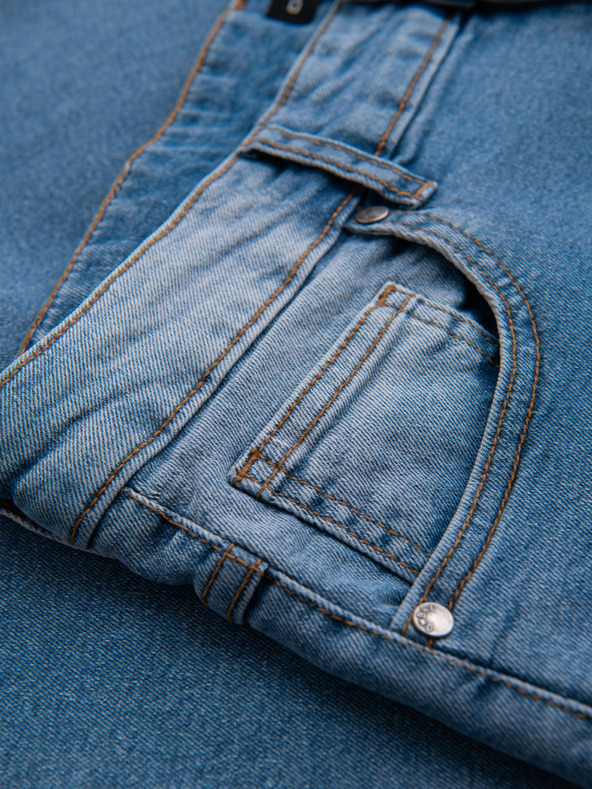 Ombre Clothing Moške jeans hlače REGULAR FIT s potrganostmi - svetlo modre V1 OM-PADP-0254 Ombre Clothing