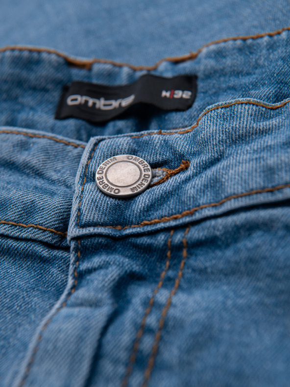 Ombre Clothing Moške jeans hlače REGULAR FIT s potrganostmi - svetlo modre V1 OM-PADP-0254 Ombre Clothing