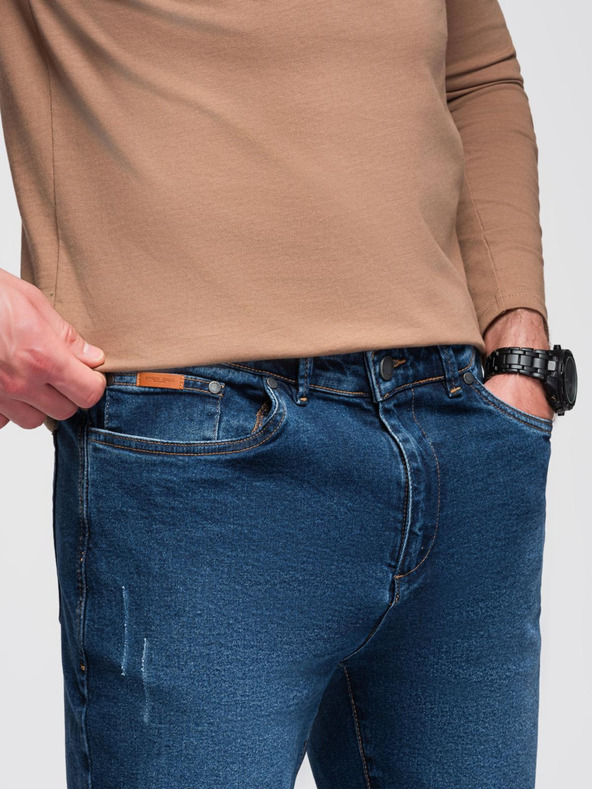 Ombre Clothing Moške jeans hlače JOGGERS s klasičnim razporom - modre V2 OM-PADJ-0265 Ombre Clothing