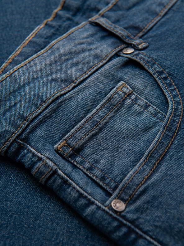 Ombre Clothing Moške jeans hlače REGULAR FIT s potrganostmi - temno modre V2 OM-PADP-0254 Ombre Clothing