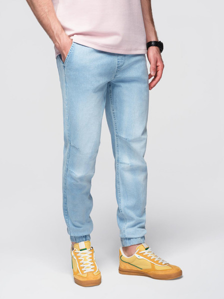 Ombre Clothing Moške jeans hlače JOGGERS s pranjem efektom - svetlo modre V1 OM-PADJ-0267 Ombre Clothing