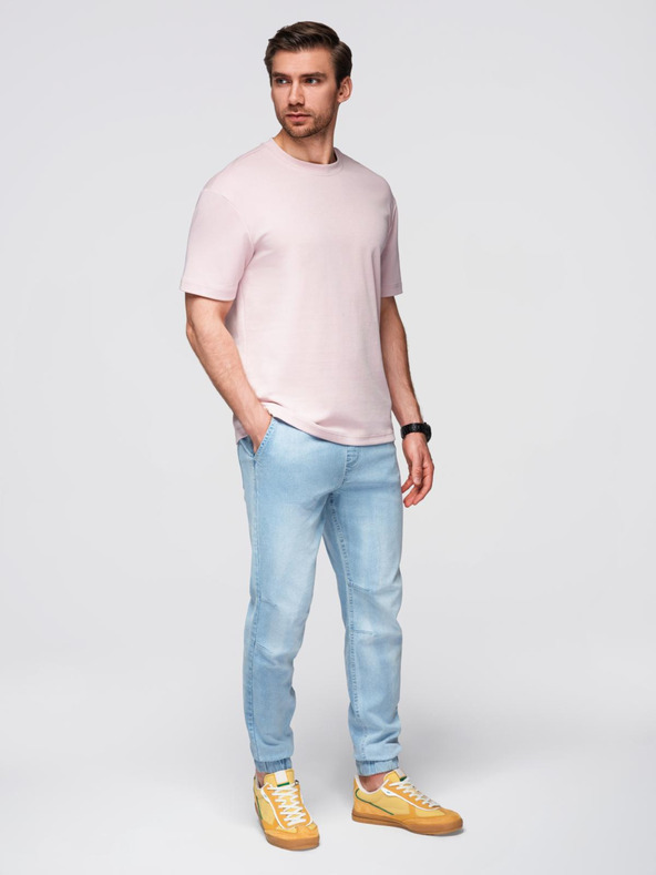 Ombre Clothing Moške jeans hlače JOGGERS s pranjem efektom - svetlo modre V1 OM-PADJ-0267 Ombre Clothing