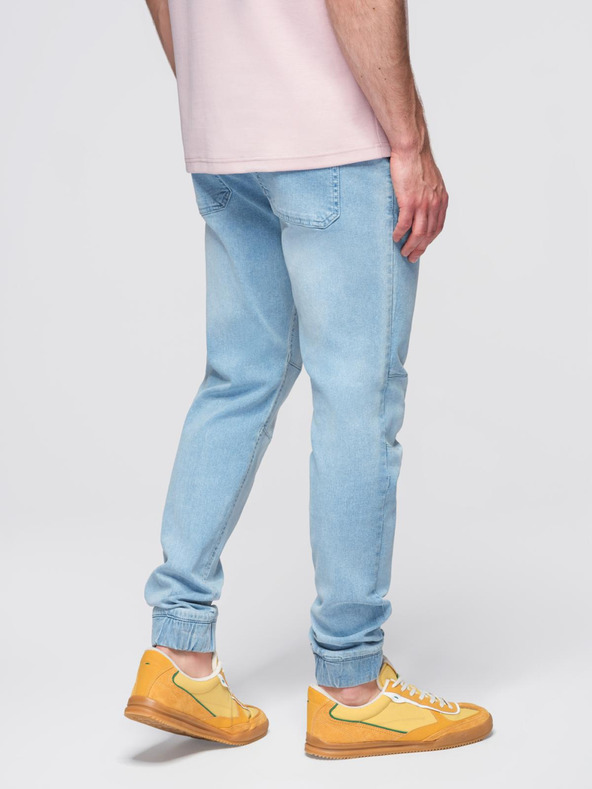 Ombre Clothing Moške jeans hlače JOGGERS s pranjem efektom - svetlo modre V1 OM-PADJ-0267 Ombre Clothing