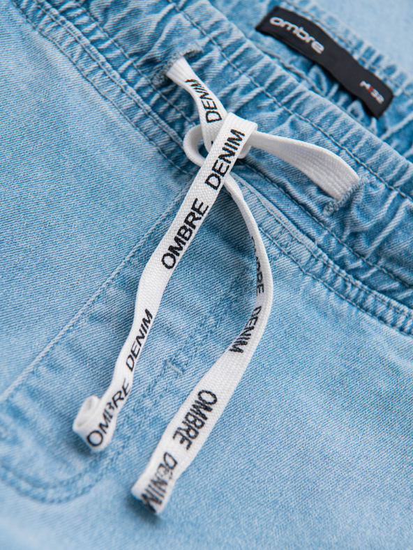Ombre Clothing Moške jeans hlače JOGGERS s pranjem efektom - svetlo modre V1 OM-PADJ-0267 Ombre Clothing