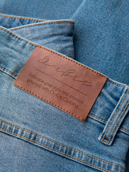 Ombre Clothing Moške jeans hlače SLIM FIT s potrganostmi - svetlo modre V1 OM-PADP-0255 Ombre Clothing