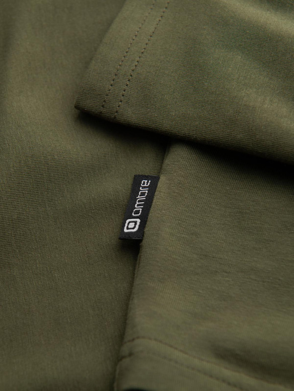 Ombre Clothing Moški volan z dolgimi rokavi - temno olivno zelen V4 OM-LSCL-0130 Ombre Clothing