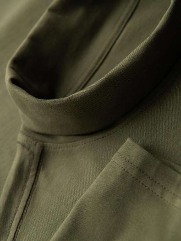 Ombre Clothing Moški volan z dolgimi rokavi - temno olivno zelen V4 OM-LSCL-0130 Ombre Clothing