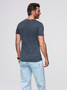 Ombre Clothing Moška majica z umivanjem učinka - temno modra V2 OM-TSWT-0116 Ombre Clothing