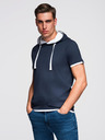 Ombre Clothing Moška bombažna majica s kapuco - temno modra V4 OM-TSCT-0256 Ombre Clothing