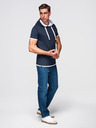 Ombre Clothing Moška bombažna majica s kapuco - temno modra V4 OM-TSCT-0256 Ombre Clothing