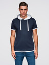 Ombre Clothing Moška bombažna majica s kapuco - temno modra V4 OM-TSCT-0256 Ombre Clothing