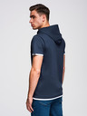 Ombre Clothing Moška bombažna majica s kapuco - temno modra V4 OM-TSCT-0256 Ombre Clothing