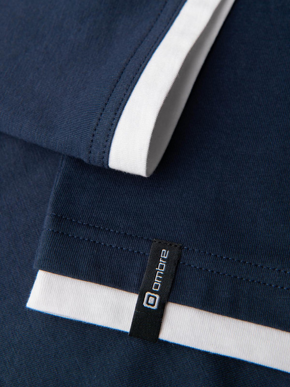 Ombre Clothing Moška bombažna majica s kapuco - temno modra V4 OM-TSCT-0256 Ombre Clothing