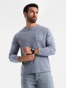 Ombre Clothing Moški bombažni dolgi rokavi z vafljevim piletom in žepi - modra denim V8 OM-LSCL-0109 Ombre Clothing