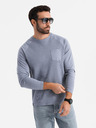 Ombre Clothing Moški bombažni dolgi rokavi z vafljevim piletom in žepi - modra denim V8 OM-LSCL-0109 Ombre Clothing