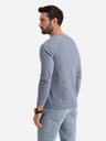Ombre Clothing Moški bombažni dolgi rokavi z vafljevim piletom in žepi - modra denim V8 OM-LSCL-0109 Ombre Clothing