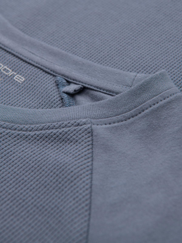 Ombre Clothing Moški bombažni dolgi rokavi z vafljevim piletom in žepi - modra denim V8 OM-LSCL-0109 Ombre Clothing