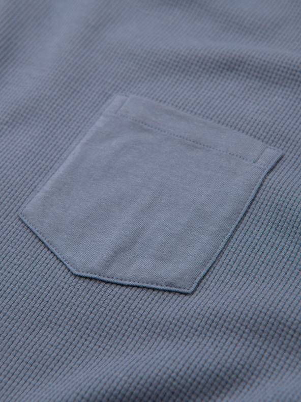 Ombre Clothing Moški bombažni dolgi rokavi z vafljevim piletom in žepi - modra denim V8 OM-LSCL-0109 Ombre Clothing