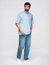 Ombre Clothing Moška bombažna majica LOOSE FIT z okroglim vratom - modra V7 OM-TSBC-0267 Ombre Clothing