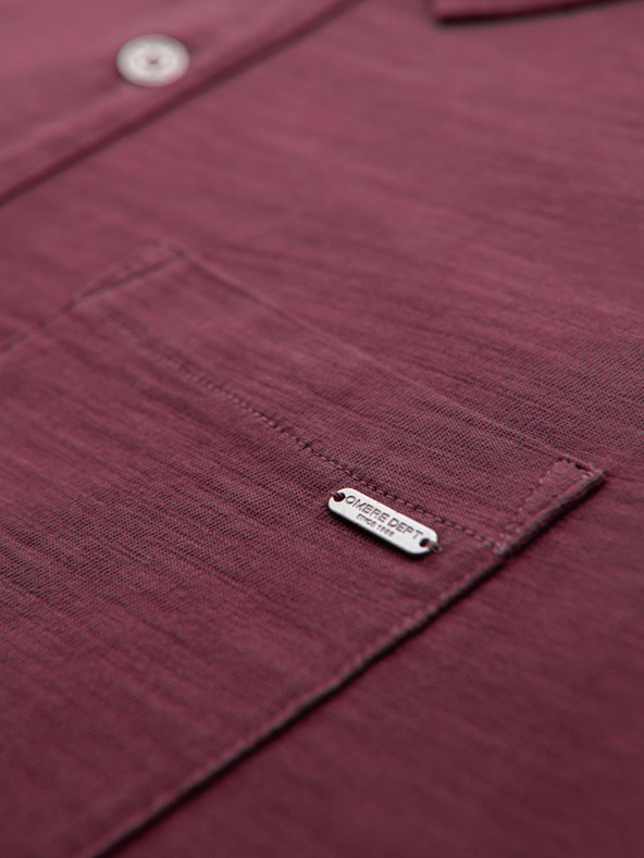 Ombre Clothing Moška polo majica z okrasnimi gumbi - bordo V6 S1744 Ombre Clothing