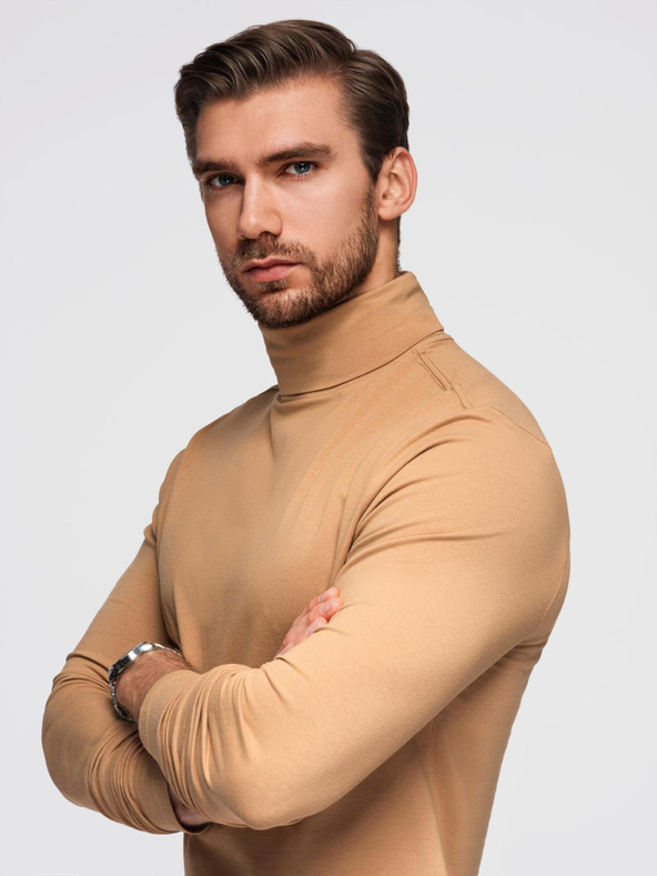 Ombre Clothing Moški volan z dolgimi rokavi - svetlo rjav V5 OM-LSCL-0130 Ombre Clothing