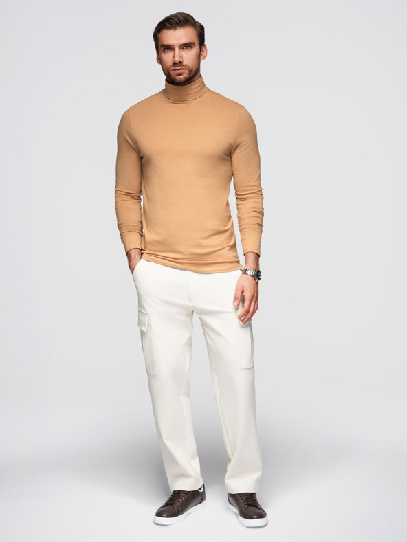 Ombre Clothing Moški volan z dolgimi rokavi - svetlo rjav V5 OM-LSCL-0130 Ombre Clothing
