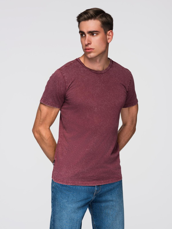 Ombre Clothing Moška majica z umivanjem učinka - vinjena V3 OM-TSWT-0116 Ombre Clothing