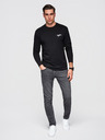Ombre Clothing Moška bombažna majica z dolgimi rokavi in okroglim vratom - črna V2 OM-LSPT-0136 Ombre Clothing