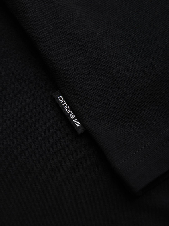 Ombre Clothing Moška bombažna majica z dolgimi rokavi in okroglim vratom - črna V2 OM-LSPT-0136 Ombre Clothing