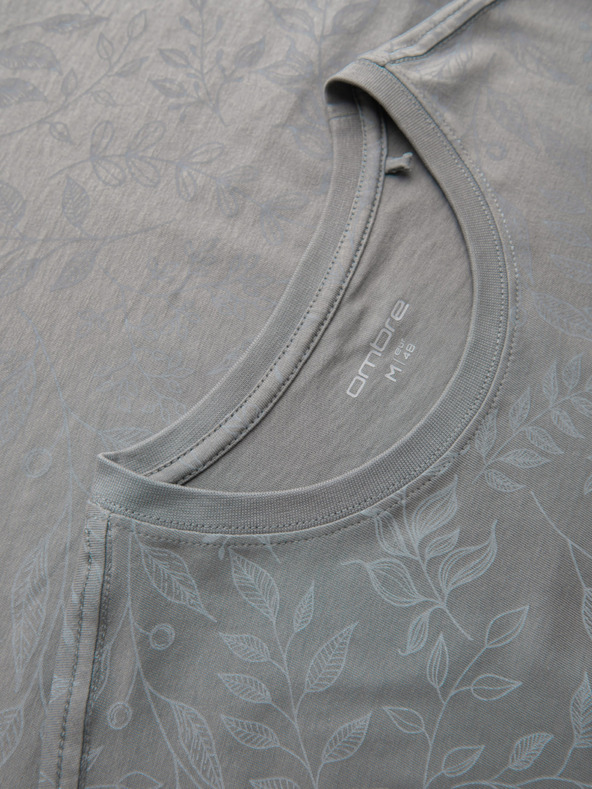Ombre Clothing Moška bombažna majica s cvetličnim tiskom - siva V3 OM-TSFP-0262 Ombre Clothing
