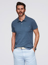 Ombre Clothing Moška polo majica z okrasnimi gumbi - temno modra V8 S1744 Ombre Clothing