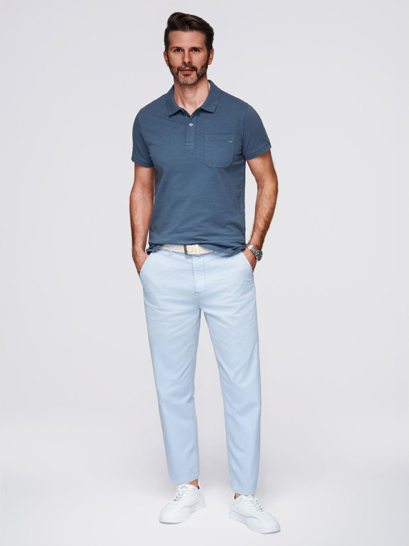Ombre Clothing Moška polo majica z okrasnimi gumbi - temno modra V8 S1744 Ombre Clothing
