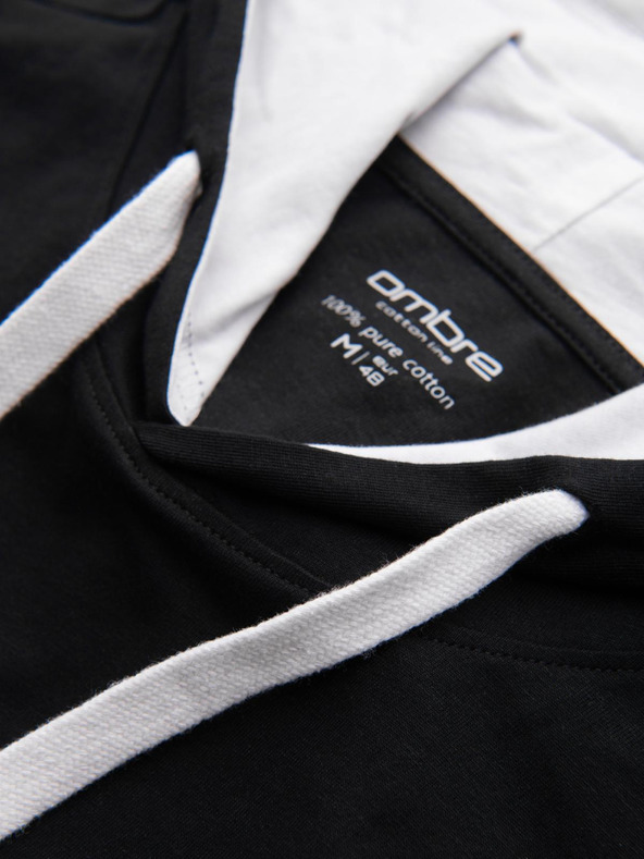 Ombre Clothing Moška bombažna majica s kapuco - črna V9 OM-TSCT-0256 Ombre Clothing