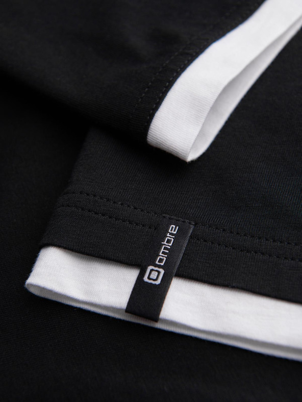 Ombre Clothing Moška bombažna majica s kapuco - črna V9 OM-TSCT-0256 Ombre Clothing