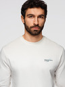 Ombre Clothing Moška bombažna majica z dolgimi rokavi in okroglim vratom - bela V3 OM-LSPT-0136 Ombre Clothing