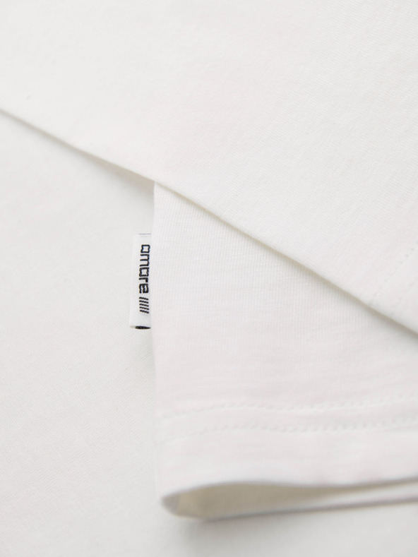 Ombre Clothing Moška bombažna majica z dolgimi rokavi in okroglim vratom - bela V3 OM-LSPT-0136 Ombre Clothing