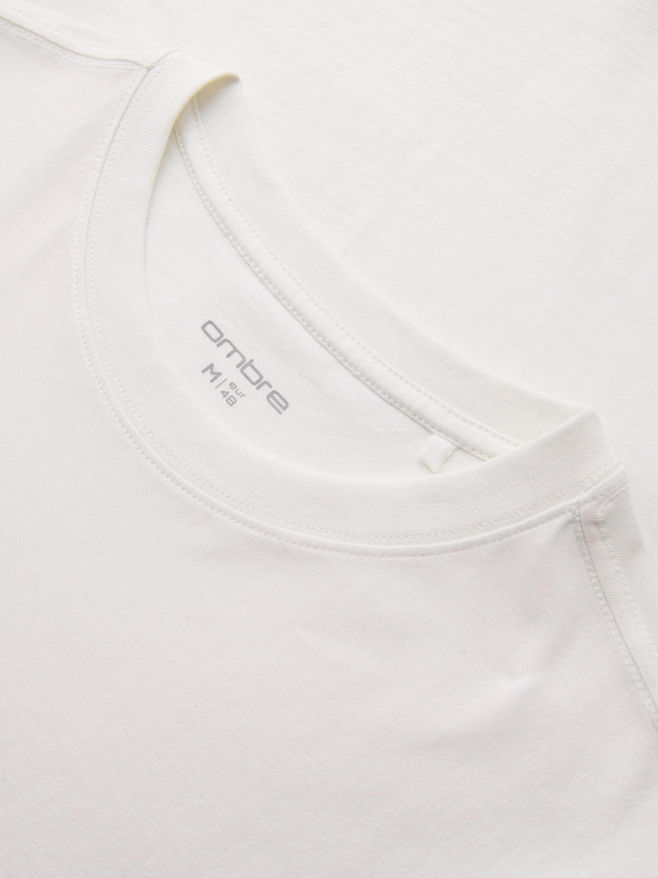 Ombre Clothing Moška bombažna majica z dolgimi rokavi in okroglim vratom - bela V3 OM-LSPT-0136 Ombre Clothing