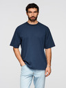 Ombre Clothing Moška bombažna majica LOOSE FIT z okroglim vratom - temno modra V9 OM-TSBC-0267 Ombre Clothing