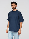 Ombre Clothing Moška bombažna majica LOOSE FIT z okroglim vratom - temno modra V9 OM-TSBC-0267 Ombre Clothing