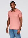 Ombre Clothing Klasična bombažna pletena poloprijava srajca - rožnata V4 OM-POWS-0142 Ombre Clothing