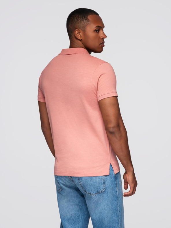 Ombre Clothing Klasična bombažna pletena poloprijava srajca - rožnata V4 OM-POWS-0142 Ombre Clothing
