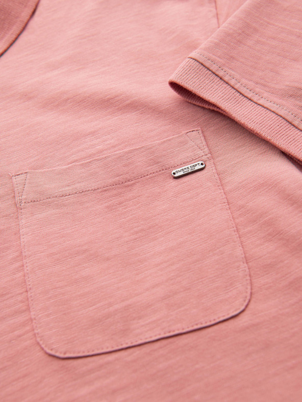 Ombre Clothing Klasična bombažna pletena poloprijava srajca - rožnata V4 OM-POWS-0142 Ombre Clothing