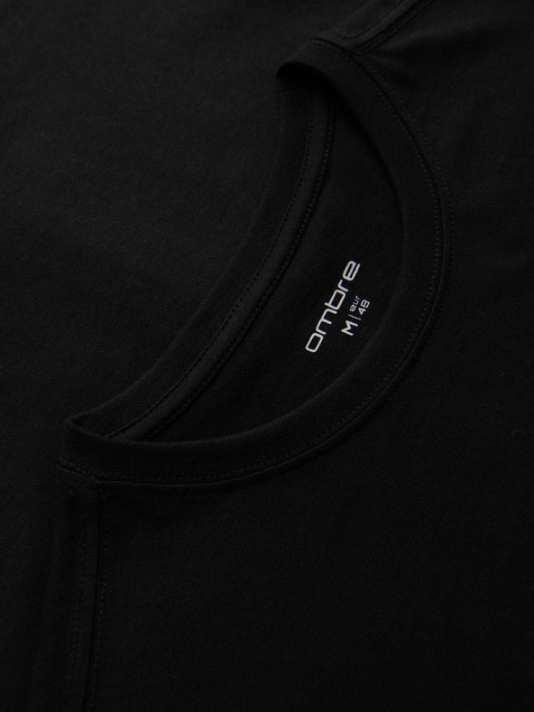Ombre Clothing Moška majica z vezom na prsih - črna V1 OM-TSPT-0248 Ombre Clothing
