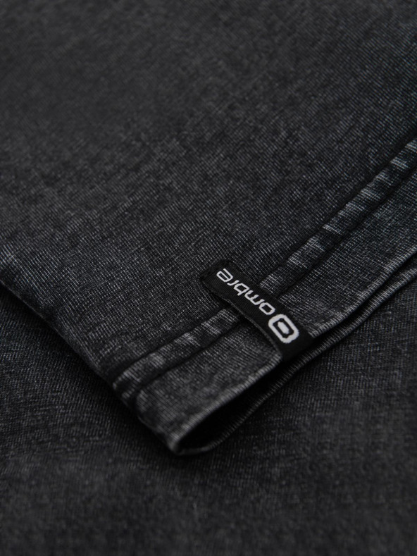 Ombre Clothing Moška majica z umivanjem učinka in gumbi pri vratu - črna V1 OM-TSWT-0150 Ombre Clothing