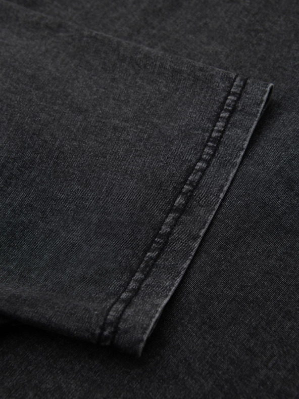 Ombre Clothing Moška majica z umivanjem učinka in gumbi pri vratu - črna V1 OM-TSWT-0150 Ombre Clothing