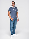 Ombre Clothing Moška bombažna majica s kapuco - temno modra melanž V12 OM-TSCT-0256 Ombre Clothing