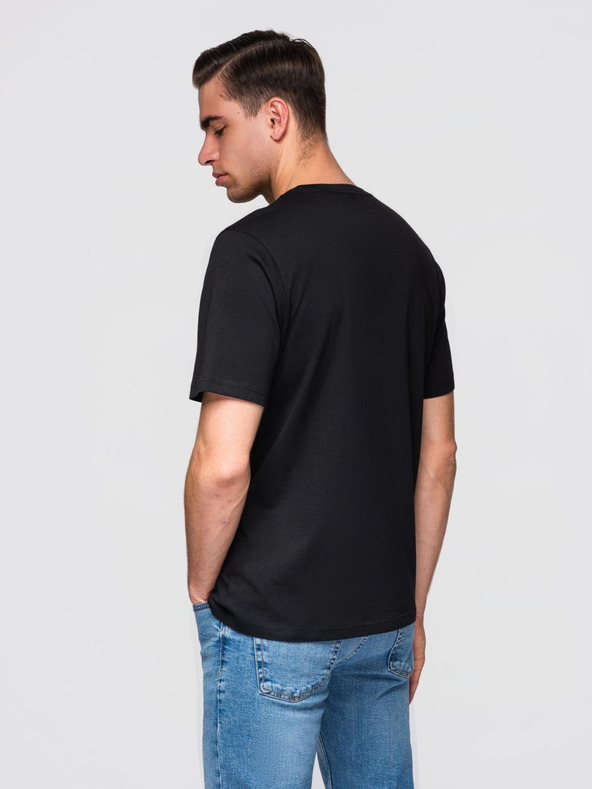 Ombre Clothing Moška majica z majhnim tiskom na prsih - črna V2 OM-TSPT-0258 Ombre Clothing