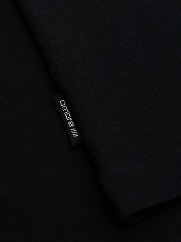 Ombre Clothing Moška majica z majhnim tiskom na prsih - črna V2 OM-TSPT-0258 Ombre Clothing