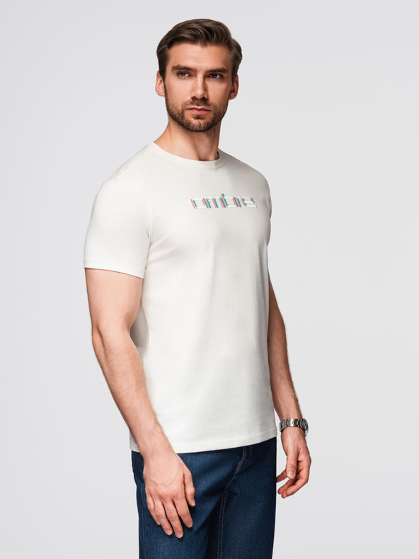 Ombre Clothing Moška majica z vezilko na prsih - bela V2 OM-TSPT-0248 Ombre Clothing