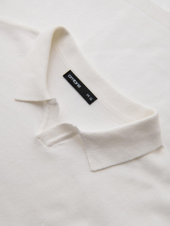 Ombre Clothing Moški polo pulover z vezilko na prsih - bel V2 OM-POLS-0140 Ombre Clothing